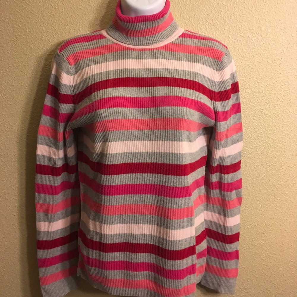Pink striped turtleneck